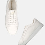 A white Men's bugatti Sneakers featuring a round toe plain toe, zero heels heel. Made from premium genuine leather with a durable tr outsole, this laces design offers both style and comfort.