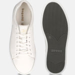 A white Men's bugatti Sneakers featuring a round toe plain toe, zero heels heel. Made from premium genuine leather with a durable tr outsole, this laces design offers both style and comfort.