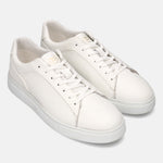 A white Men's bugatti Sneakers featuring a round toe plain toe, zero heels heel. Made from premium genuine leather with a durable tr outsole, this laces design offers both style and comfort.