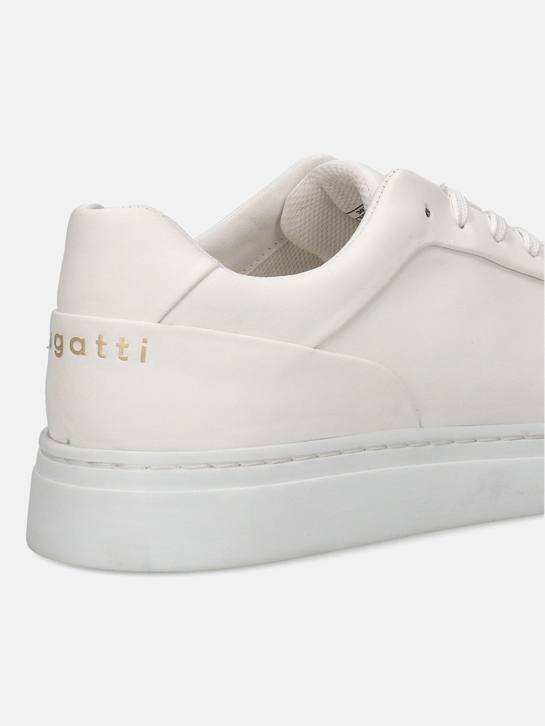 A white Men's bugatti Sneakers featuring a round toe plain toe, zero heels heel. Made from premium genuine leather with a durable tr outsole, this laces design offers both style and comfort.