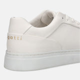 A white Men's bugatti Sneakers featuring a round toe plain toe, zero heels heel. Made from premium genuine leather with a durable tr outsole, this laces design offers both style and comfort.