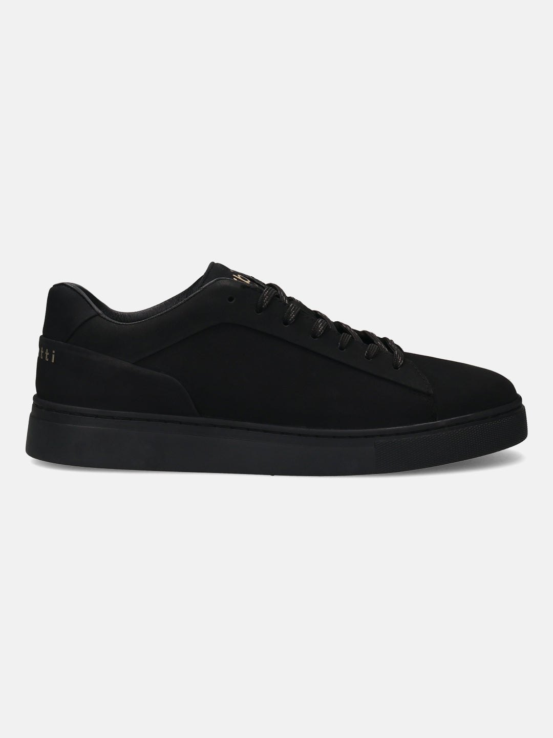 A black Men's bugatti Sneakers featuring a round toe plain toe, zero heels heel. Made from premium genuine leather with a durable tr outsole, this laces design offers both style and comfort.