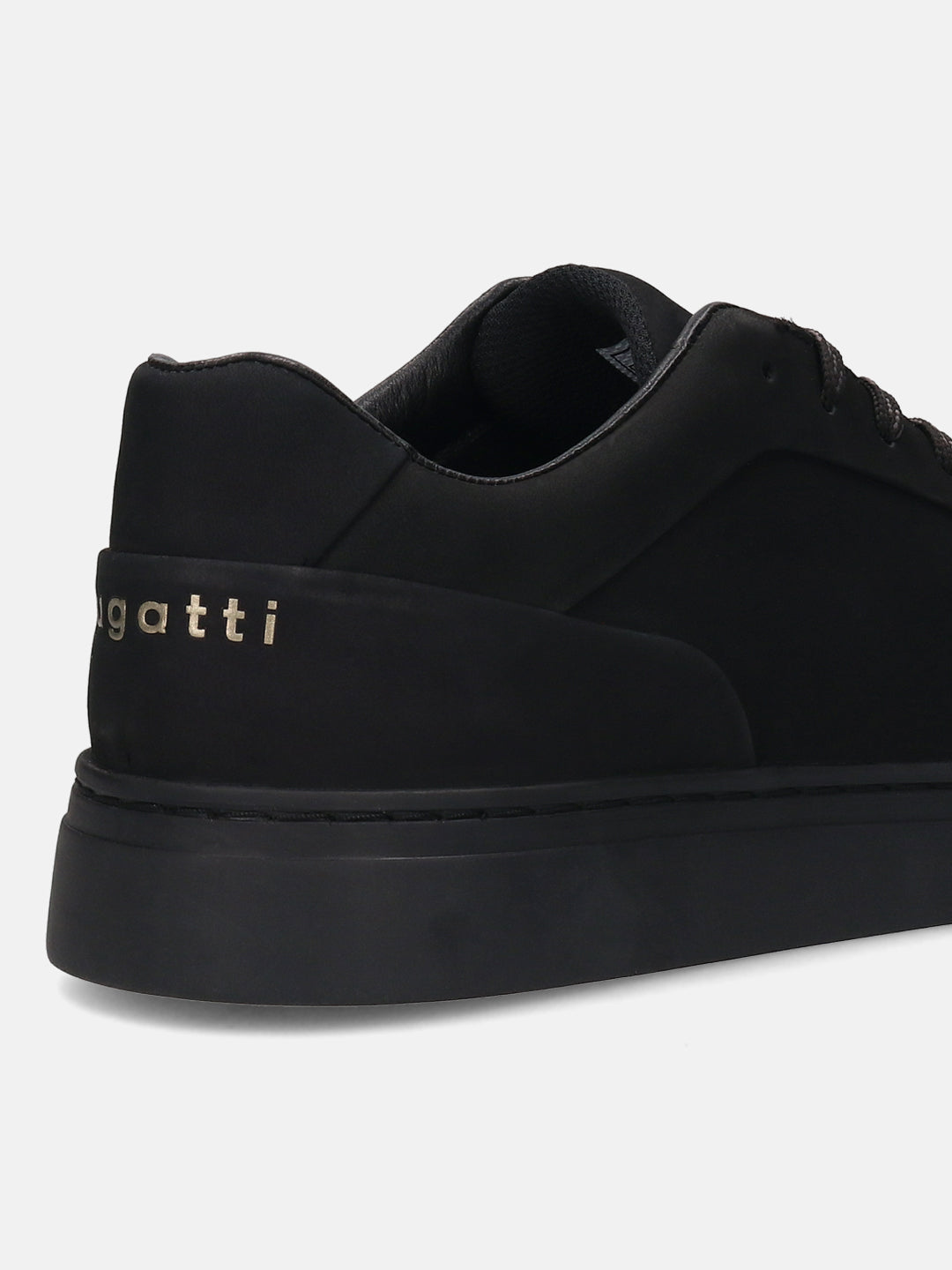 A black Men's bugatti Sneakers featuring a round toe plain toe, zero heels heel. Made from premium genuine leather with a durable tr outsole, this laces design offers both style and comfort.