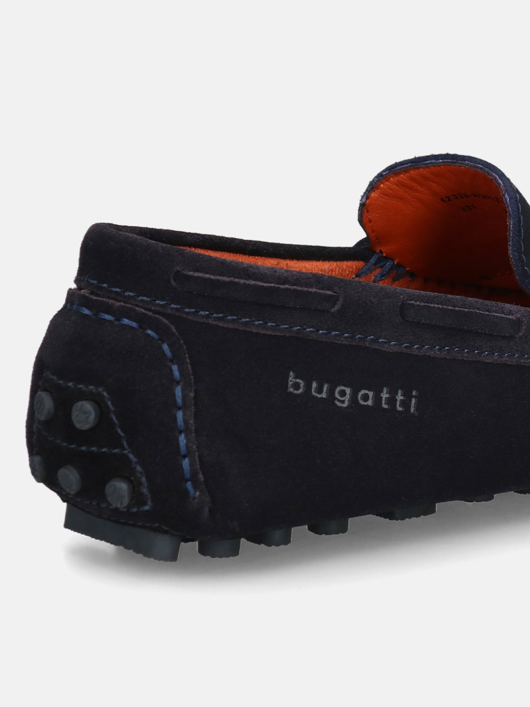 A blue Men's bugatti Drivers featuring a square toe apron toe, zero heels heel. Made from premium genuine leather with a durable pu outsole, this slip-on design offers both style and comfort.