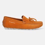 Men's Bugatti drivers red leather shoes with a round toe and apron toe , a tpr outsole.