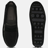 Men's Bugatti drivers black leather shoes with a round toe and apron toe , a tpr outsole.