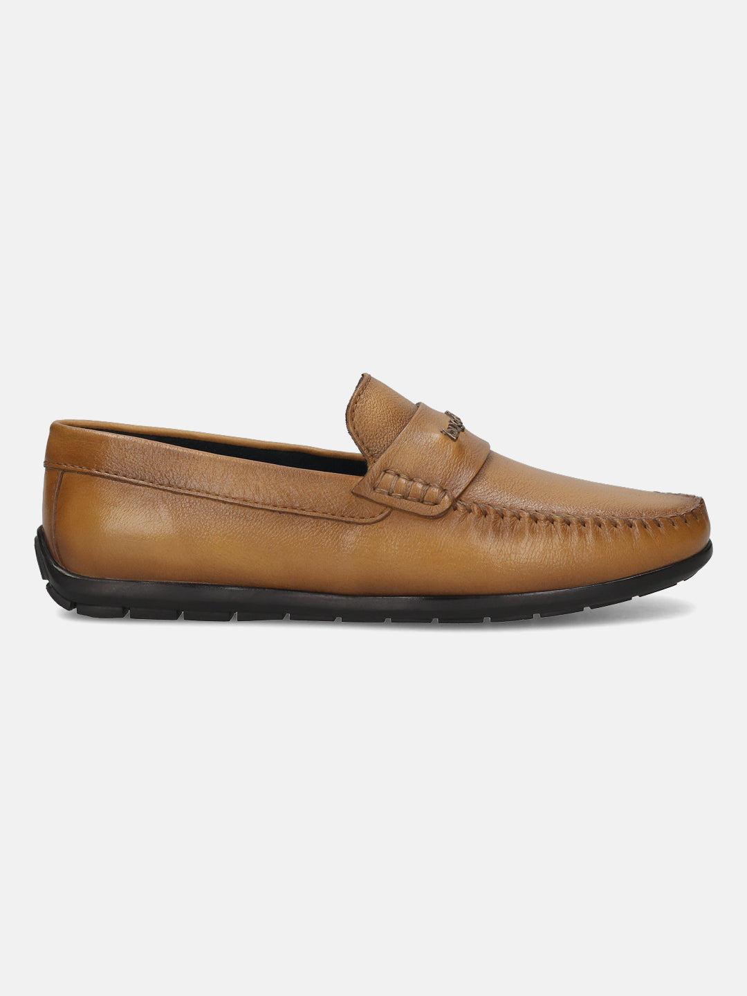 Men's Bugatti drivers yellow leather shoes with a round toe and apron toe , a tpr outsole.
