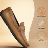 Men's Bugatti drivers yellow leather shoes with a round toe and apron toe , a tpr outsole.