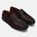 bugatti Linex slip-on shoes in mid-brown premium leather, featuring a comfort design and casual style.
