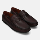bugatti Linex slip-on shoes in mid-brown premium leather, featuring a comfort design and casual style.