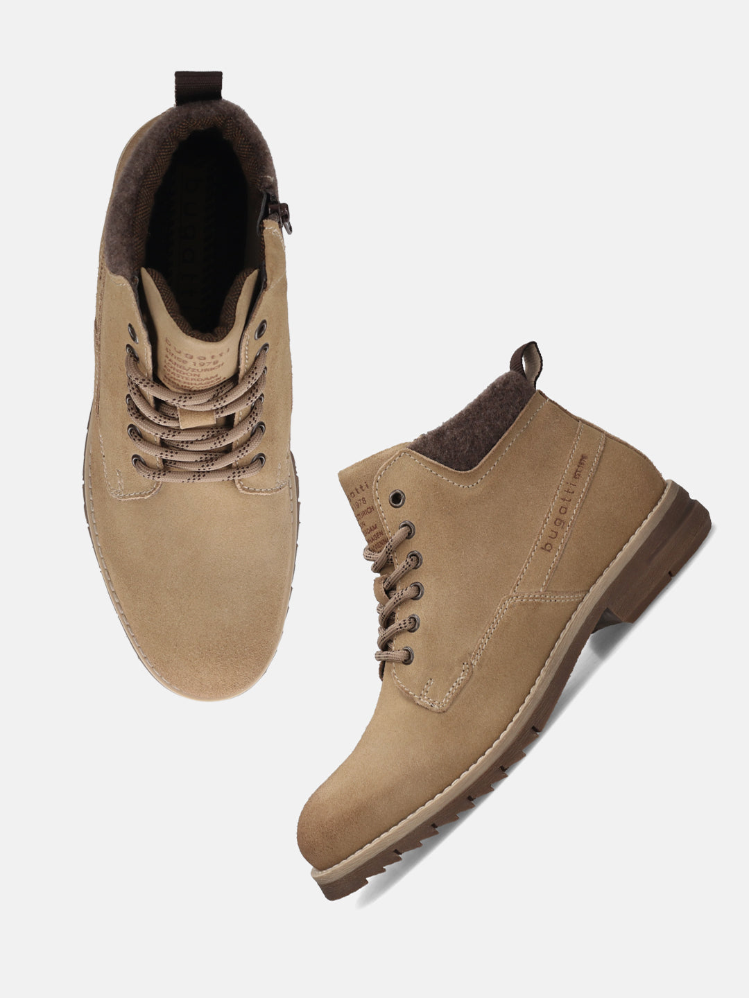 Bugatti Lee men’s yellow leather casual boots with lace-up design