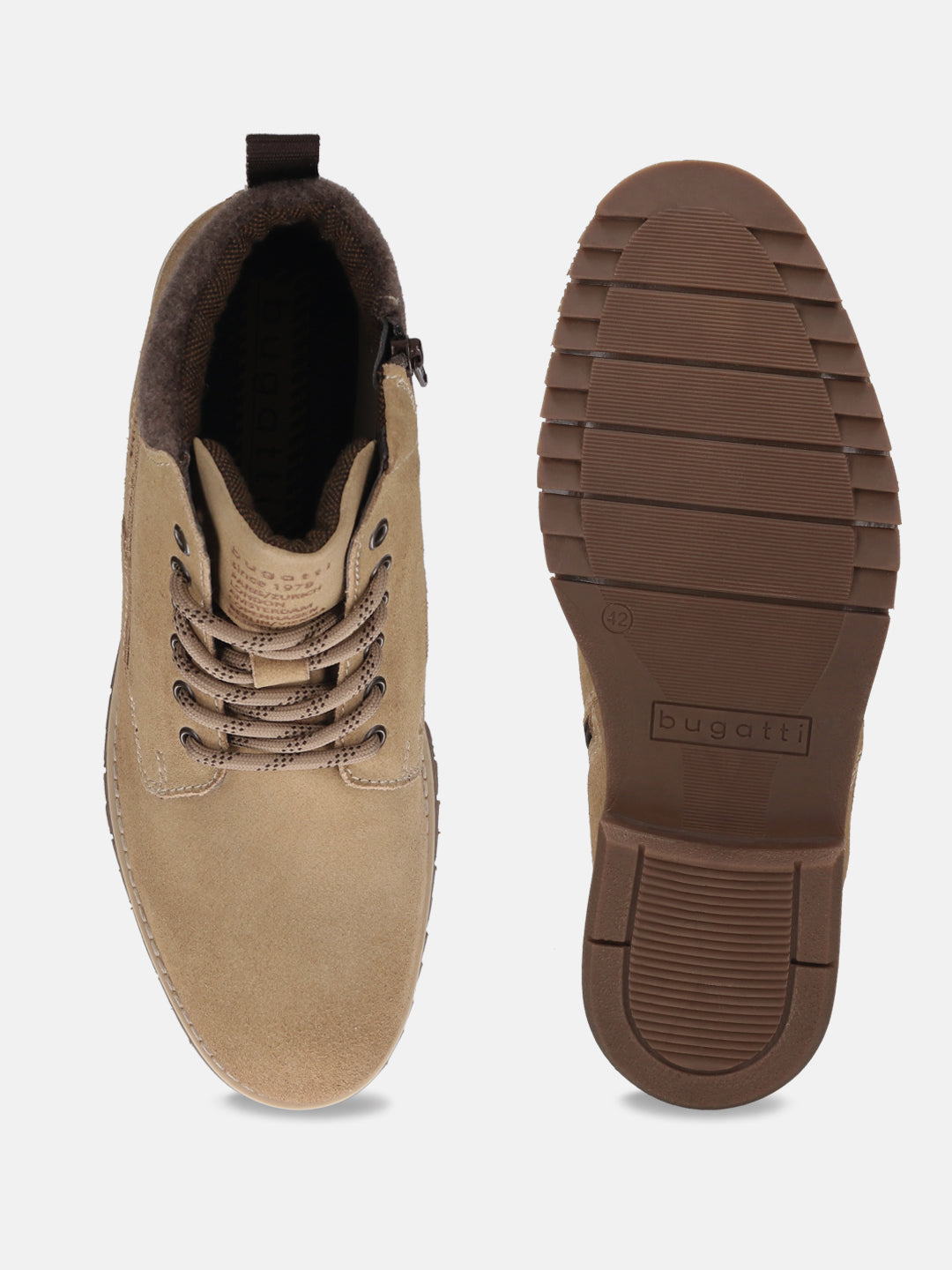 Sole view of Bugatti Lee yellow leather casual boots for men