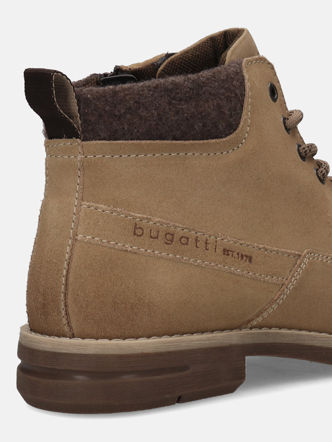 Ankle view of Bugatti Lee yellow leather casual boots for men