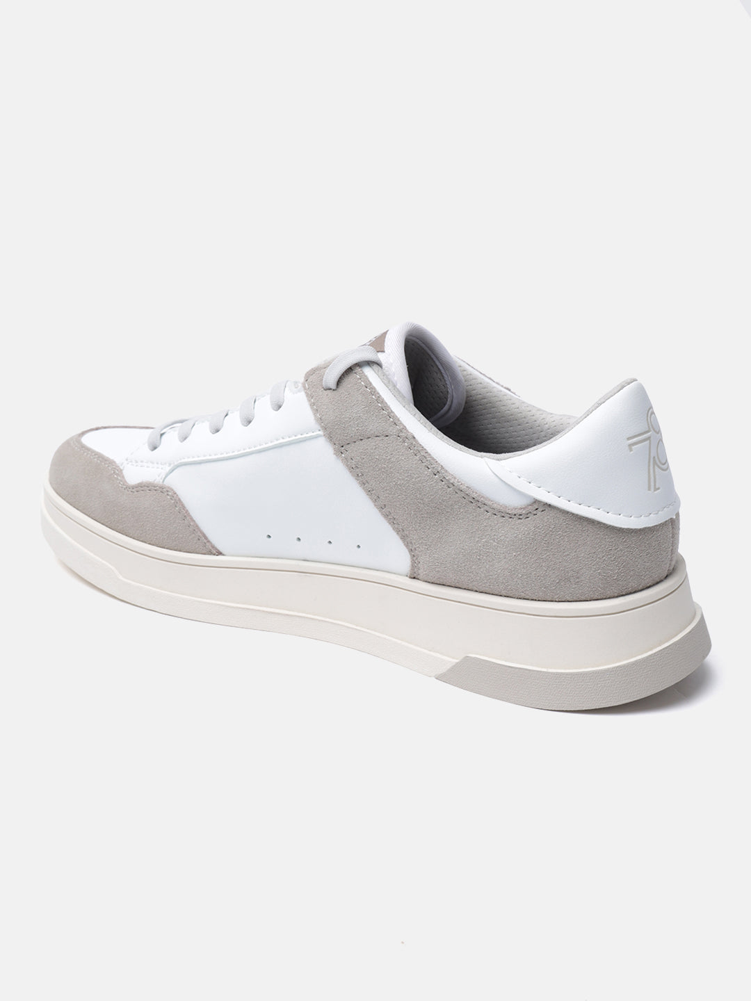 A white Men's bugatti Sneakers featuring a round plain toe, zero heels heel. Made from suede leather with a durable tpr outsole, this laces design offers both style and comfort.