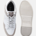 A white Men's bugatti Sneakers featuring a round plain toe, zero heels heel. Made from suede leather with a durable tpr outsole, this laces design offers both style and comfort.