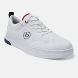 A white Men's bugatti Sneakers featuring a round plain toe, zero heels heel. Made from synthetic with a durable tpr outsole, this laces design offers both style and comfort.