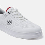 A white Men's bugatti Sneakers featuring a round plain toe, zero heels heel. Made from synthetic with a durable tpr outsole, this laces design offers both style and comfort.