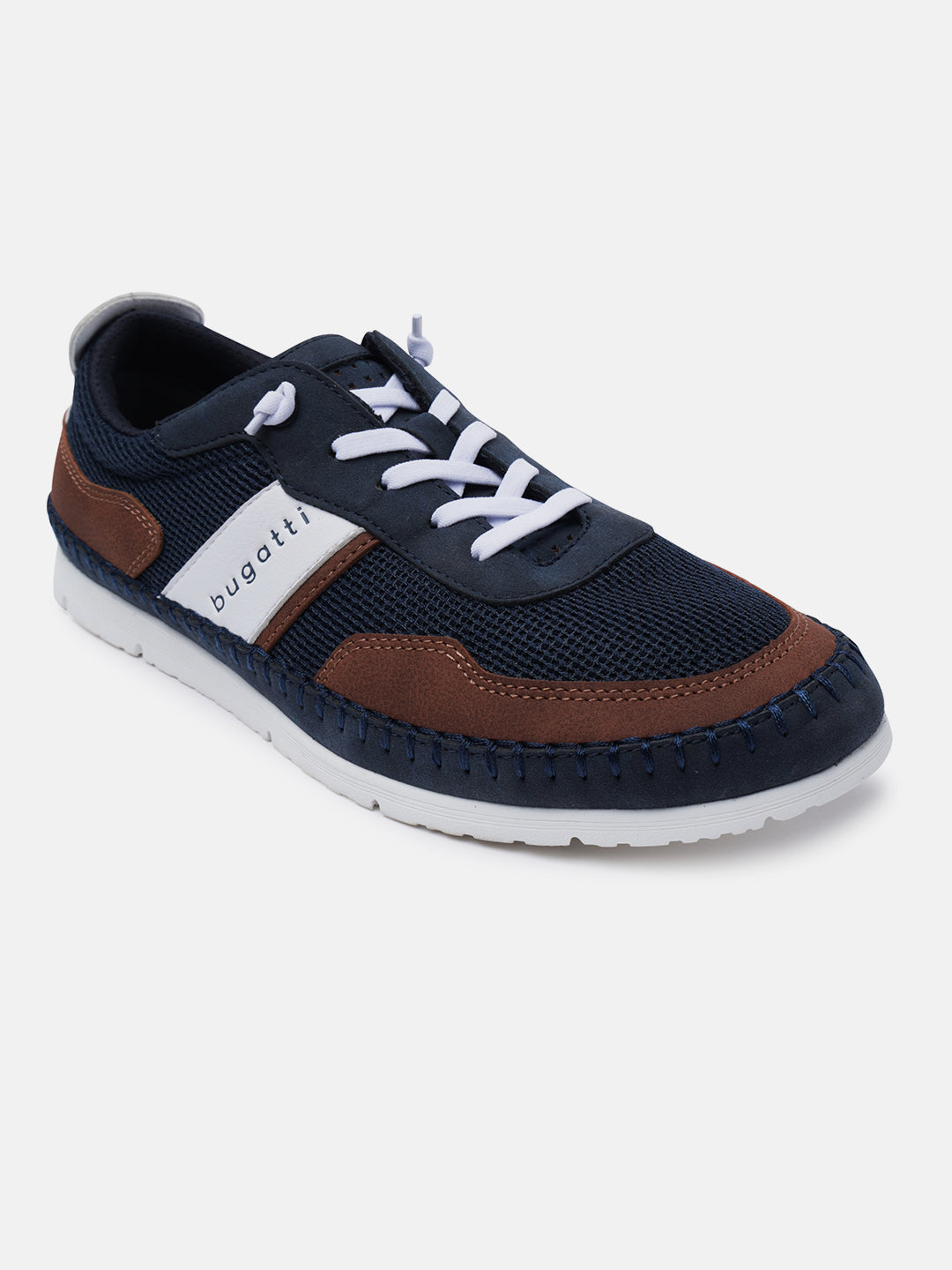 A blue Men's bugatti Sneakers featuring a round plain toe, zero heels heel. Made from synthetic with a durable tpr outsole, this laces design offers both style and comfort.