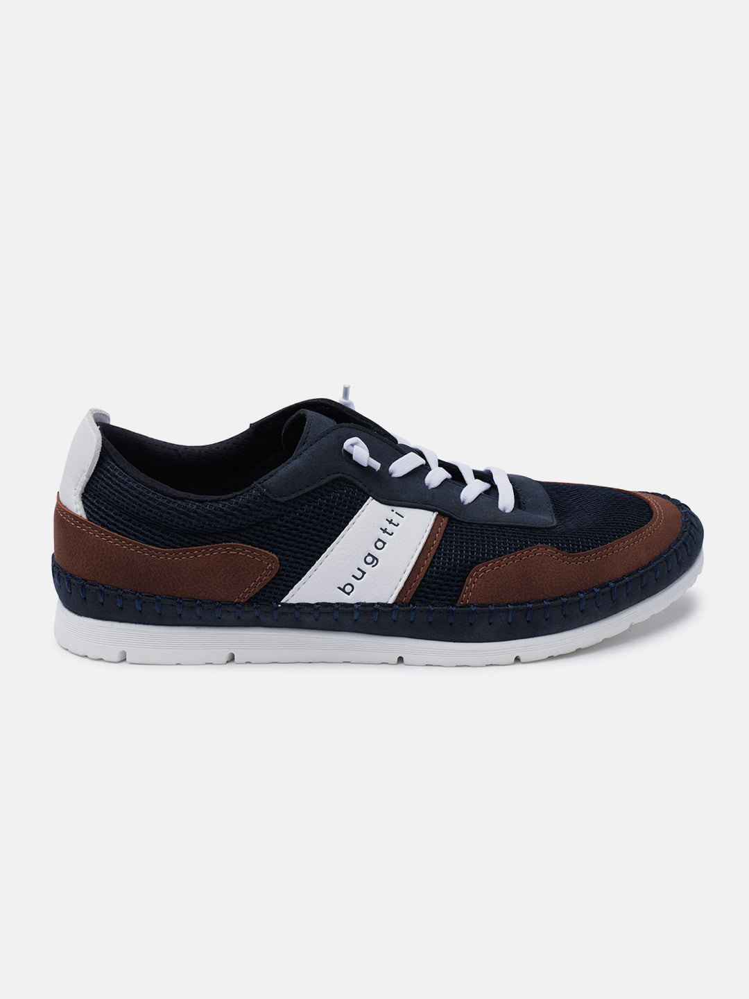 A blue Men's bugatti Sneakers featuring a round plain toe, zero heels heel. Made from synthetic with a durable tpr outsole, this laces design offers both style and comfort.