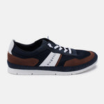 A blue Men's bugatti Sneakers featuring a round plain toe, zero heels heel. Made from synthetic with a durable tpr outsole, this laces design offers both style and comfort.
