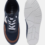 A blue Men's bugatti Sneakers featuring a round plain toe, zero heels heel. Made from synthetic with a durable tpr outsole, this laces design offers both style and comfort.