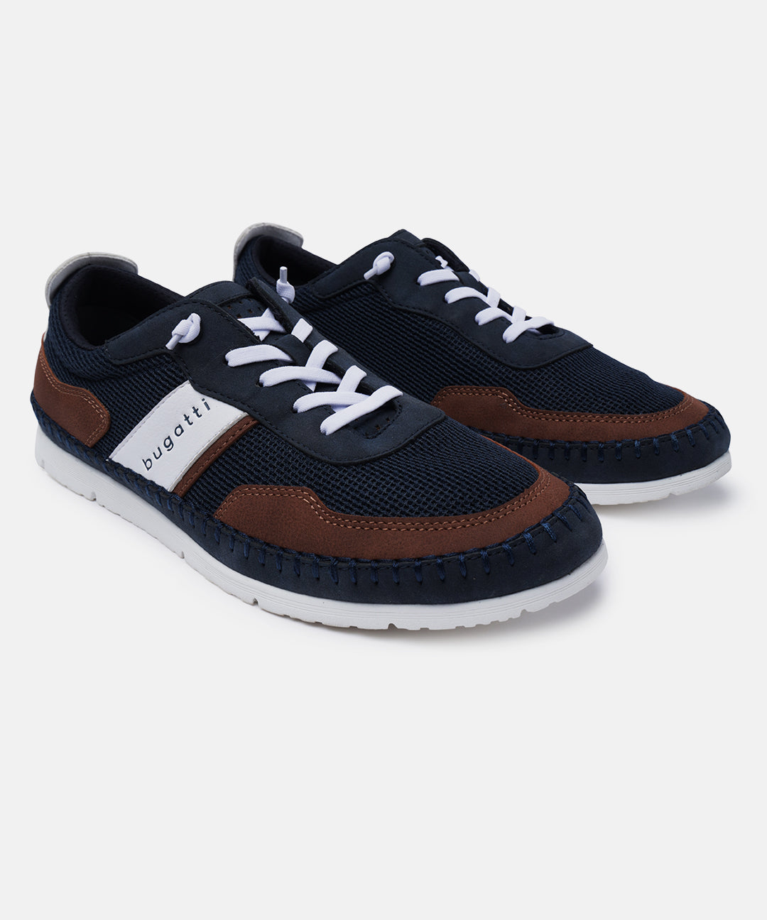 A blue Men's bugatti Sneakers featuring a round plain toe, zero heels heel. Made from synthetic with a durable tpr outsole, this laces design offers both style and comfort.