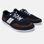 A blue Men's bugatti Sneakers featuring a round plain toe, zero heels heel. Made from synthetic with a durable tpr outsole, this laces design offers both style and comfort.
