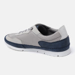 A grey Men's bugatti Sneakers featuring a round plain toe, zero heels heel. Made from synthetic with a durable tpr outsole, this laces design offers both style and comfort.