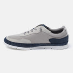 A grey Men's bugatti Sneakers featuring a round plain toe, zero heels heel. Made from synthetic with a durable tpr outsole, this laces design offers both style and comfort.