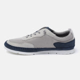 A grey Men's bugatti Sneakers featuring a round plain toe, zero heels heel. Made from synthetic with a durable tpr outsole, this laces design offers both style and comfort.