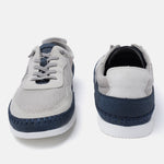 A grey Men's bugatti Sneakers featuring a round plain toe, zero heels heel. Made from synthetic with a durable tpr outsole, this laces design offers both style and comfort.