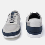 A grey Men's bugatti Sneakers featuring a round plain toe, zero heels heel. Made from synthetic with a durable tpr outsole, this laces design offers both style and comfort.