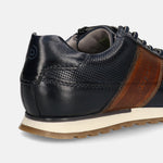 Men's Bugatti leather blue leather shoes with a round toe , a tpr outsole , and laces fastening.