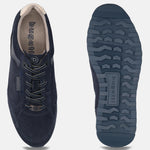 Men's Bugatti leather blue leather shoes with a round toe , a tpr outsole , and laces fastening.