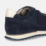 Men's Bugatti leather blue leather shoes with a round toe , a tpr outsole , and laces fastening.