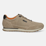 Men's Bugatti leather beige leather shoes with a round toe , a tpr outsole , and laces fastening.