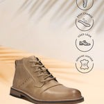 Bugatti Baldor Sand leather casual boots with a lace-up closure and contrasting sole.