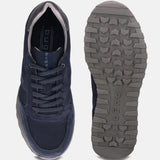 A blue Men's bugatti Sneakers featuring a round plain toe, zero heels heel. Made from suede leather with a durable tpr outsole, this laces design offers both style and comfort.