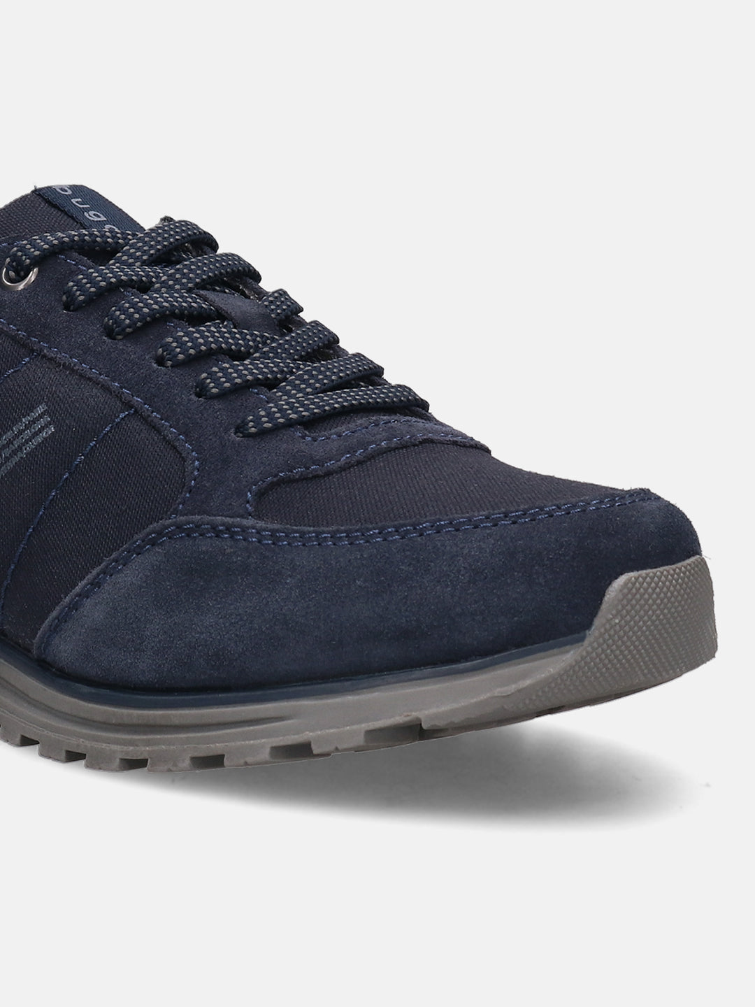A blue Men's bugatti Sneakers featuring a round plain toe, zero heels heel. Made from suede leather with a durable tpr outsole, this laces design offers both style and comfort.