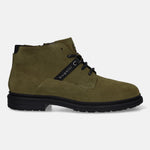 Bugatti Abel Evo ankle boot in dark green premium leather, with black sole and lace-up closure.
