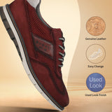 A grey Men's bugatti Casuals Shoes featuring a round toe wing tip, zero heels heel, and a wide fit. Made from premium genuine leather with a durable tr outsole, this laces design offers both style and comfort.