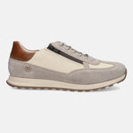 Sand-colored premium leather sneaker by bugatti with a side zipper closure and brown leather accent at the heel.