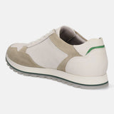 Sand-colored leather and mesh sneakers by bugatti, with a contrasting green stripe at the heel.