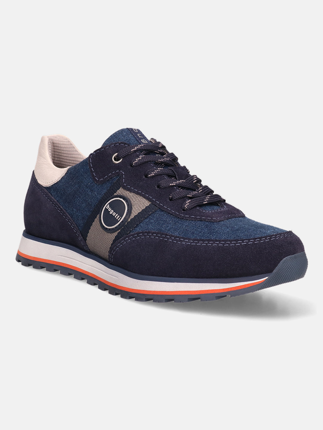 A blue Men's bugatti Sneakers featuring a round  plain toe, zero heels heel. Made from suede leather with a durable eva outsole, this laces design offers both style and comfort.