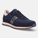 A blue Men's bugatti Sneakers featuring a round  plain toe, zero heels heel. Made from suede leather with a durable eva outsole, this laces design offers both style and comfort.