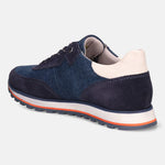 A blue Men's bugatti Sneakers featuring a round  plain toe, zero heels heel. Made from suede leather with a durable eva outsole, this laces design offers both style and comfort.