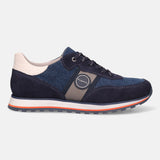 A blue Men's bugatti Sneakers featuring a round  plain toe, zero heels heel. Made from suede leather with a durable eva outsole, this laces design offers both style and comfort.