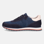 A blue Men's bugatti Sneakers featuring a round  plain toe, zero heels heel. Made from suede leather with a durable eva outsole, this laces design offers both style and comfort.