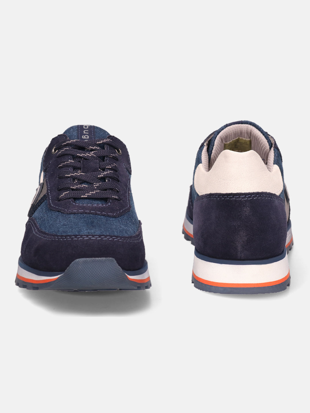A blue Men's bugatti Sneakers featuring a round  plain toe, zero heels heel. Made from suede leather with a durable eva outsole, this laces design offers both style and comfort.