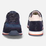 A blue Men's bugatti Sneakers featuring a round  plain toe, zero heels heel. Made from suede leather with a durable eva outsole, this laces design offers both style and comfort.